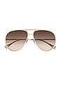 view 1 of 3 Vitto Pilot Sunglasses in Shiny Classic Gold & Gradient Brown