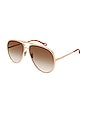 view 2 of 3 Vitto Pilot Sunglasses in Shiny Classic Gold & Gradient Brown