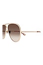 view 3 of 3 Vitto Pilot Sunglasses in Shiny Classic Gold & Gradient Brown