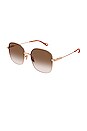 view 1 of 1 LUNETTES DE SOLEIL BENJAMINE SUNGLASSES in Shiny Rose Gold & Gradient Brown
