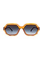 view 1 of 3 Scalloped Rectangular Sunglasses in Orange