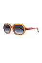 view 2 of 3 Scalloped Rectangular Sunglasses in Orange