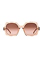 view 1 of 3 Scalloped Square Sunglasses in Brown