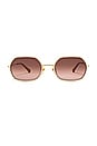 view 1 of 3 Scalloped Oval Sunglasses in Gold