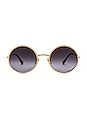 view 1 of 3 Scalloped Round Sunglasses in Gold