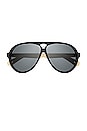 view 1 of 3 Jasper Pilot Sunglasses in Shiny Solid Trilayer Black, Blue, & Ivory