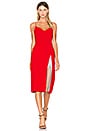 view 1 of 4 Ribeiro Crystal Slit Dress in Red & Clear Stone