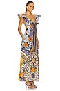view 1 of 4 Tie Front Frill Sleeve Long Dress in Luscious In Lisbon