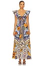 view 2 of 4 Tie Front Frill Sleeve Long Dress in Luscious In Lisbon