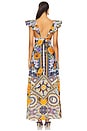 view 3 of 4 Tie Front Frill Sleeve Long Dress in Luscious In Lisbon