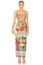 view 1 of 4 Square Neck Long Dress in Aromatic Tiger Flower