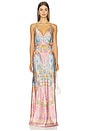 view 1 of 4 V Neck Full Length Bias Slip Dress in Howdy Gaudi