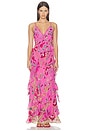 view 1 of 4 Asymmetrical Ruffle Slip Dress in Matadora	Flora
