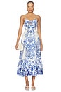 view 1 of 4 ROBE MI-LONGUE RUFFLE HEM TIE FRONT MIDI DRESS in Ceramic Panoramic