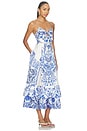 view 2 of 4 ROBE MI-LONGUE RUFFLE HEM TIE FRONT MIDI DRESS in Ceramic Panoramic