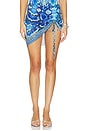 view 1 of 6 Ruched Short Sarong With Ring Front Trim in The Sapphire Serpent