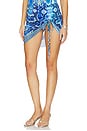 view 3 of 6 Ruched Short Sarong With Ring Front Trim in The Sapphire Serpent
