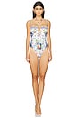 view 1 of 5 Ruched Underwire Tie One Piece Swimsuit in Tiles Darls