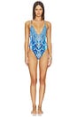 view 1 of 5 MAILLOT DE BAIN 1 PIÈCE PADDED V NECK CROSS BACK in The Sapphire Serpent