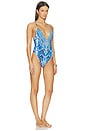 view 2 of 5 MAILLOT DE BAIN 1 PIÈCE PADDED V NECK CROSS BACK in The Sapphire Serpent