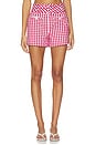 view 1 of 6 Mini Gingham Denim Allie Short in Chili Pepper & White