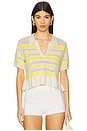 view 1 of 5 Elvire Knit Polo Pullover in Ivory & Golden Glow