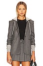 view 1 of 6 Lurex Pinstripe Hooded Khloe Jacket in Charcoal & Heather Grey