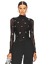 view 1 of 5 Star Shirred Mesh Turtleneck in Black