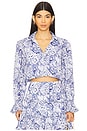 view 1 of 4 Floral Zendaya Top in White & Dark Cerulean