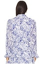 view 3 of 4 Floral Zendaya Top in White & Dark Cerulean