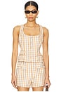 view 1 of 5 Gingham Denim Lovina Top in Sahara & Light Plaster
