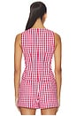 view 3 of 5 Mini Gingham Denim Lovina Top in Chili Pepper & White