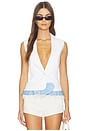 view 1 of 5 Jessie Stripe Le Petit Denim Roxie Vest in White & Multi