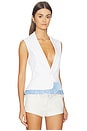 view 2 of 5 Jessie Stripe Le Petit Denim Roxie Vest in White & Multi