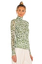 view 2 of 4 Woodblock Zebra Shirred Turtleneck in Ivory & Fern