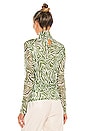view 3 of 4 Woodblock Zebra Shirred Turtleneck in Ivory & Fern