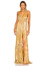 Chio Plisse Maxi Dress In Gold Revolve