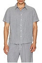 view 3 of 4 Cairo Short Sleeve Linen Shirt in Blue Grey