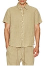view 3 of 4 Cairo Short Sleeve Linen Shirt in Dark Khaki