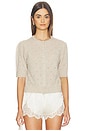 view 1 of 5 Raina Pointelle Short Sleeve Cardigan in Oatmeal