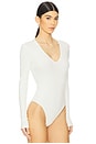 view 3 of 5 Helsa Deep V Bodysuit in Pashmina