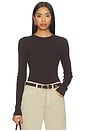 view 1 of 4 Pilar Waffle Crewneck Top in Chocolate