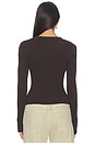 view 3 of 4 Pilar Waffle Crewneck Top in Chocolate