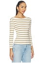 view 2 of 4 Boat Neck Slim Tee in Ginger Stripe
