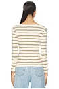 view 3 of 4 Boat Neck Slim Tee in Ginger Stripe