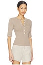view 2 of 4 Nali Short Sleeve Henley Top in Sandatlas