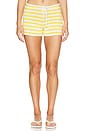 view 1 of 4 Maddy Yellow Knitted Stripes Short in Yellow