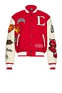 view 1 of 6 Flames Varsity Letterman Jacket in Butter & Red