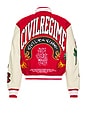 view 2 of 6 Flames Varsity Letterman Jacket in Butter & Red
