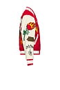 view 3 of 6 Flames Varsity Letterman Jacket in Butter & Red